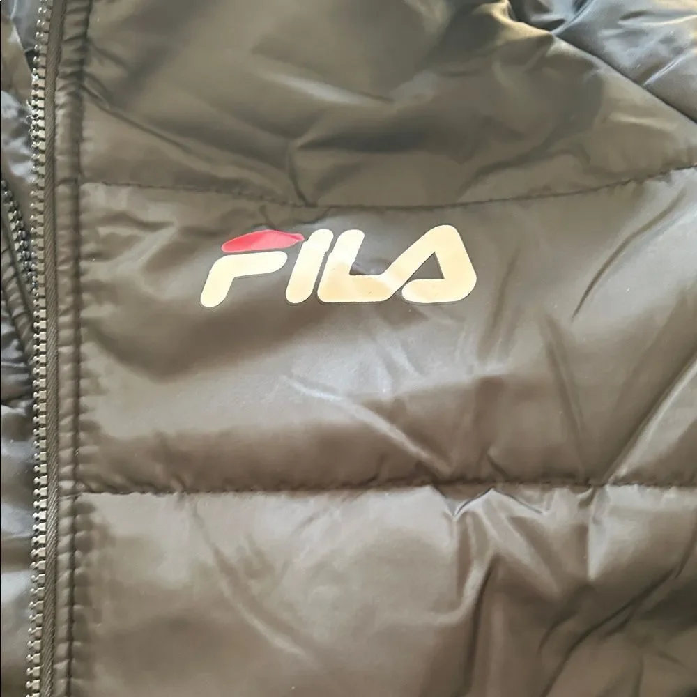 FILA Boys Puffer jacket with Hood, Black, Size Large 14/16, NWT